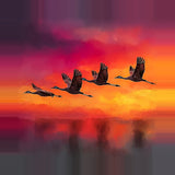 Leinwand (gerahmt) | Kupferner Himmel mit ziehenden Vögeln (square)