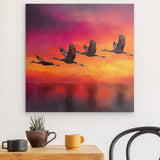 Alu Dibond (matt) | Kupferner Himmel mit ziehenden Vögeln (square)