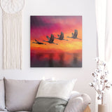 Alu Dibond (matt) | Kupferner Himmel mit ziehenden Vögeln (square)