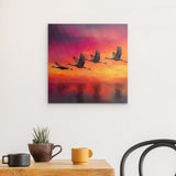 Alu Dibond (matt) | Kupferner Himmel mit ziehenden Vögeln (square)