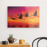 Acrylglas | Kupferner Himmel mit ziehenden Vögeln (square)