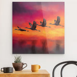 Acrylglas | Kupferner Himmel mit ziehenden Vögeln (square)
