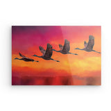 Acrylglas auf Alu-Dibond | Kupferner Himmel mit ziehenden Vögeln (square)