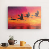 Acrylglas auf Alu-Dibond | Kupferner Himmel mit ziehenden Vögeln (square)