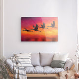 Acrylglas auf Alu-Dibond | Kupferner Himmel mit ziehenden Vögeln (square)