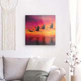 Acrylglas auf Alu-Dibond | Kupferner Himmel mit ziehenden Vögeln (square)