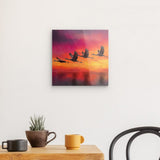 Acrylglas auf Alu-Dibond | Kupferner Himmel mit ziehenden Vögeln (square)