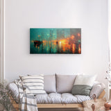 Leinwand - Stärke 2cm | Stadtlichter Asien im Regen mit Metallic Glow