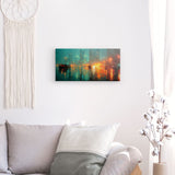 Leinwand - Stärke 2cm | Stadtlichter Asien im Regen mit Metallic Glow