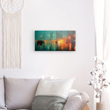 Leinwand - Stärke 4cm | Stadtlichter Asien im Regen mit Metallic Glow