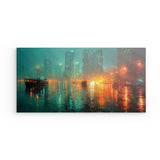 Photoboard / Hartschaum | Stadtlichter Asien im Regen mit Metallic Glow