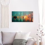 Photoboard / Hartschaum | Stadtlichter Asien im Regen mit Metallic Glow