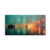 Alu Dibond (matt) | Stadtlichter Asien im Regen mit Metallic Glow