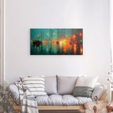 Alu Dibond (matt) | Stadtlichter Asien im Regen mit Metallic Glow