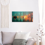 Alu Dibond (matt) | Stadtlichter Asien im Regen mit Metallic Glow