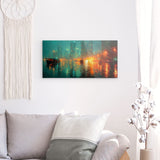 Acrylglas | Stadtlichter Asien im Regen mit Metallic Glow