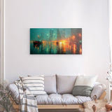 Acrylglas | Stadtlichter Asien im Regen mit Metallic Glow