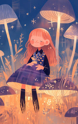 Photoboard (gerahmt) | Märchenhafter Pilzwald mit Mädchen