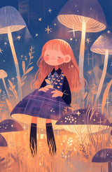 Photoboard (gerahmt) | Märchenhafter Pilzwald mit Mädchen