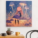 Alu Dibond (matt) | Märchenhafter Pilzwald mit Mädchen
