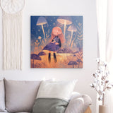 Alu Dibond (matt) | Märchenhafter Pilzwald mit Mädchen