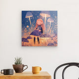 Acrylglas auf Alu-Dibond | Märchenhafter Pilzwald mit Mädchen