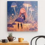 Acrylglas auf Alu-Dibond | Märchenhafter Pilzwald mit Mädchen