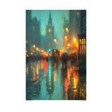 Poster ab 15 EUR | Stadtlichter London im Regen mit Metallic Glow