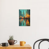 Poster ab 15 EUR | Stadtlichter London im Regen mit Metallic Glow