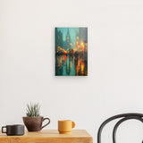 Leinwand - Stärke 2cm | Stadtlichter London im Regen mit Metallic Glow