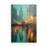 Photoboard / Hartschaum | Stadtlichter London im Regen mit Metallic Glow