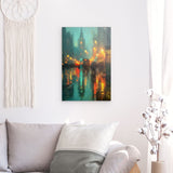 Photoboard / Hartschaum | Stadtlichter London im Regen mit Metallic Glow