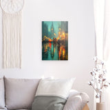 Photoboard / Hartschaum | Stadtlichter London im Regen mit Metallic Glow