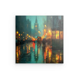 Photoboard / Hartschaum | Stadtlichter London im Regen mit Metallic Glow