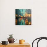 Photoboard / Hartschaum | Stadtlichter London im Regen mit Metallic Glow