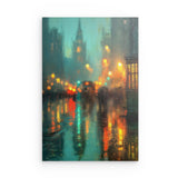 Alu Dibond (matt) | Stadtlichter London im Regen mit Metallic Glow