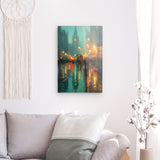 Acrylglas auf Alu-Dibond | Stadtlichter London im Regen mit Metallic Glow