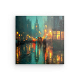 Acrylglas auf Alu-Dibond | Stadtlichter London im Regen mit Metallic Glow