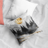 Plüschkissen (Weiss) | Morgendämmerung in Gold und Grau