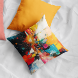 Plüschkissen (Orange) | Sternsprung im Farbraum - Abstraktes Weihnachtsbild in leuchtenden Tönen