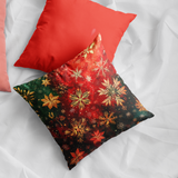 Plüschkissen (Rot) | Winterzauber in Rot, Grün und Goldgelb - Weihnachtliche florale Elemente