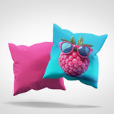 Plüschkissen (Pink) | Berrylicious Attitude - Stylishe Himbeere mit Sonnenbrille