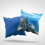 Plüschkissen (Blau) | Gibraltar daylight - Aussicht vom Felsen auf das weite Meer