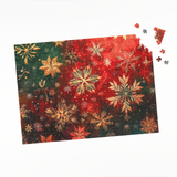Puzzle | Winterzauber in Rot, Grün und Goldgelb - Weihnachtliche florale Elemente
