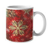 Tasse (klassisch) | Winterzauber in Rot, Grün und Goldgelb - Weihnachtliche florale Elemente