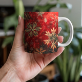 Tasse (klassisch) | Winterzauber in Rot, Grün und Goldgelb - Weihnachtliche florale Elemente