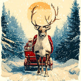 Poster | Bote der Freude - Rentier mit geschenkbeladenem Schlitten