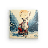 Leinwand - Stärke 2cm | Bote der Freude - Rentier mit geschenkbeladenem Schlitten