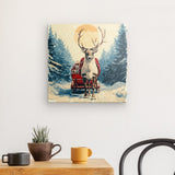 Leinwand - Stärke 2cm | Bote der Freude - Rentier mit geschenkbeladenem Schlitten