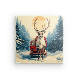 Leinwand - Stärke 2cm | Bote der Freude - Rentier mit geschenkbeladenem Schlitten